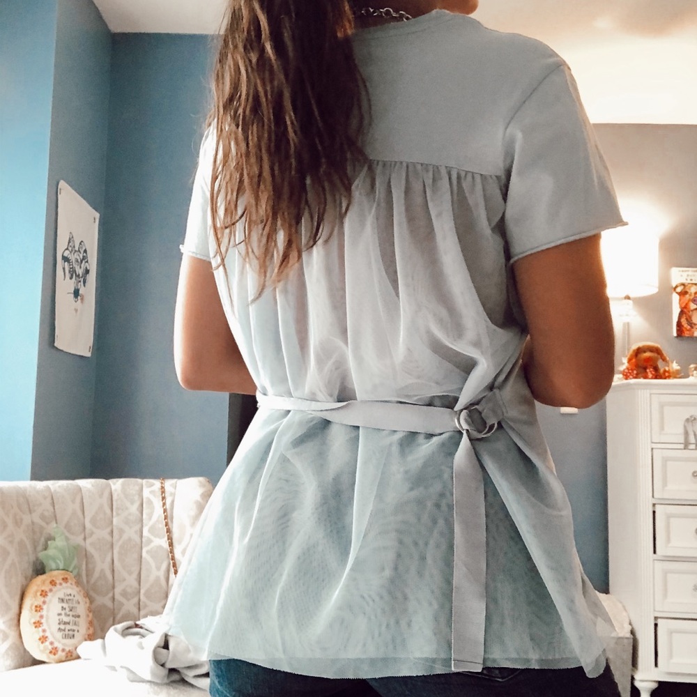 Light blue mesh t-shirt